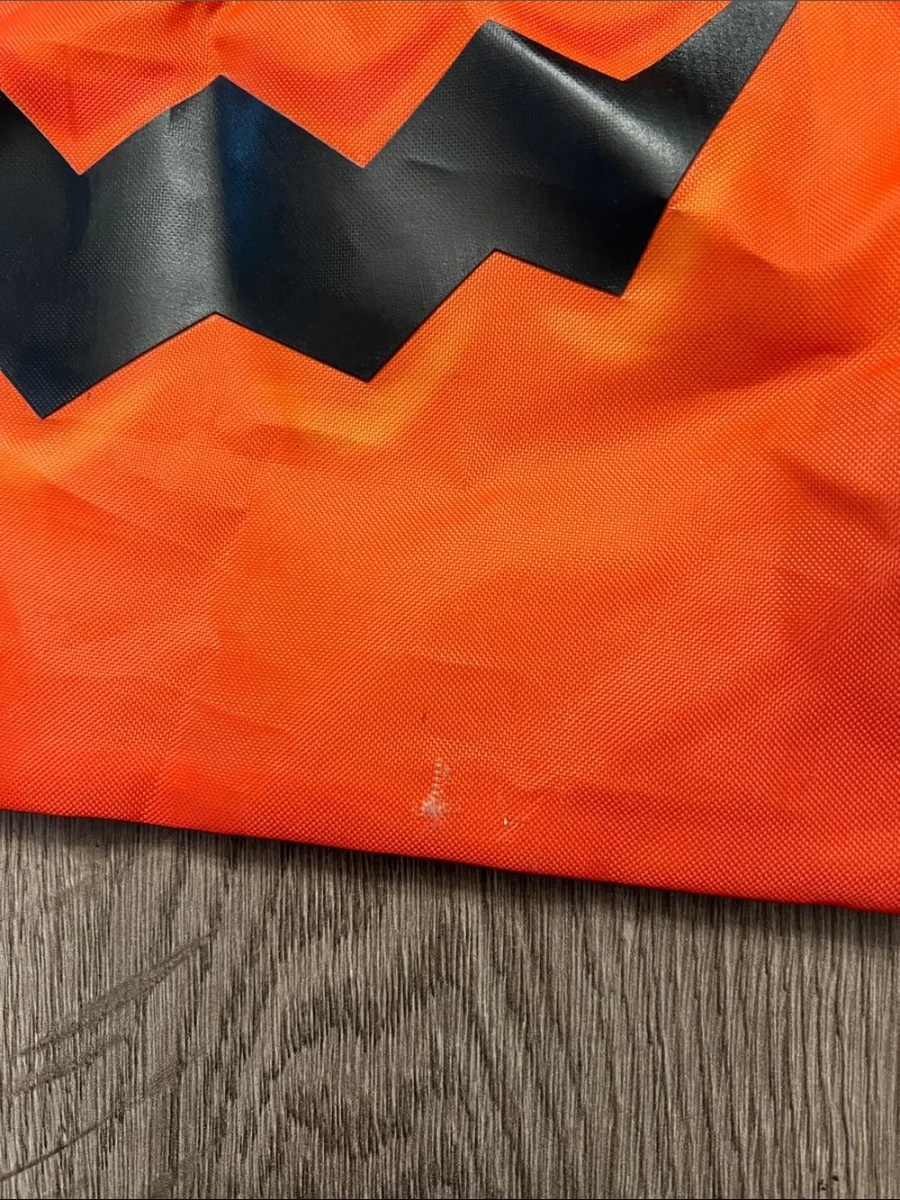 Neon Orange Halloween Pumpkin Drawstring Gym Sack with Black Cords